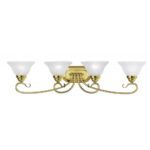 36.25 inch 4 Light Polished Brass Bathroom Vanity light fixture with White Alabaster Glass Shade-Lighting LumensBath/Vanity