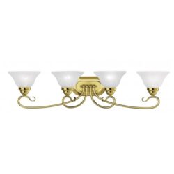 36.25 inch 4 Light Polished Brass Bathroom Vanity light fixture with White Alabaster Glass Shade-Lighting LumensBath/Vanity