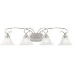 36.25 inch 4 Light Brushed Nickel Bathroom Vanity light fixture with White Alabaster Glass Shade-Lighting LumensBath/Vanity