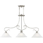 13 inch 3 Light Brushed Nickel Island with White Alabaster Glass Shade-Lighting LumensChandeliers