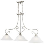 13 inch 3 Light Brushed Nickel Island with White Alabaster Glass Shade-Lighting LumensChandeliers