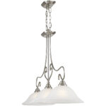 13 inch 3 Light Brushed Nickel Island with White Alabaster Glass Shade-Lighting LumensChandeliers