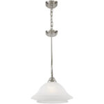 13 inch 3 Light Brushed Nickel Island with White Alabaster Glass Shade-Lighting LumensChandeliers