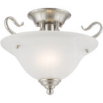 1 Light Brushed Nickel Ceiling Light fixture with White Alabaster Glass Shade-Lighting LumensFlush Mount Ceiling Lights