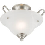 1 Light Brushed Nickel Ceiling Light fixture with White Alabaster Glass Shade-Lighting LumensFlush Mount Ceiling Lights