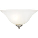 13 inch 1 Light Brushed Nickel Wall Sconce with White Alabaster Glass Shade-Lighting LumensWall Sconces