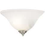 13 inch 1 Light Brushed Nickel Wall Sconce with White Alabaster Glass Shade-Lighting LumensWall Sconces