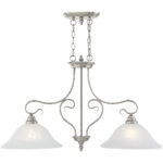 13 inch 2 Light Brushed Nickel Island with White Alabaster Glass Shade-Lighting LumensChandeliers