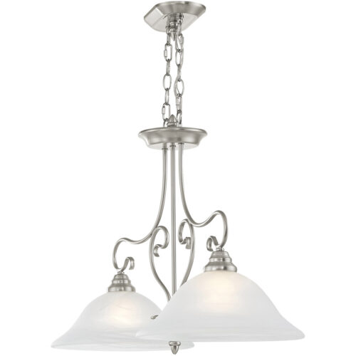 13 inch 2 Light Brushed Nickel Island with White Alabaster Glass Shade-Lighting LumensChandeliers