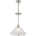 13 inch 2 Light Brushed Nickel Island with White Alabaster Glass Shade-Lighting LumensChandeliers