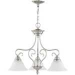 3 Light Brushed Nickel Chandelier with White Alabaster Glass Shade-Lighting LumensChandeliers