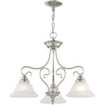 3 Light Brushed Nickel Chandelier with White Alabaster Glass Shade-Lighting LumensChandeliers