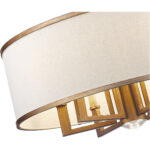 7 Light Antique Gold Leaf Chandelier with Hand Crafted Ash-Gray Linen Fabric Hardback Shade-Lighting LumensChandeliers