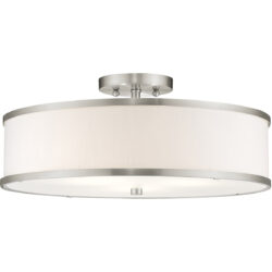 3 Light Brushed Nickel Ceiling Light fixture with Steel base material-Lighting LumensFlush Mount Ceiling Lights