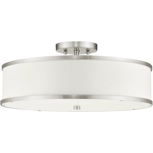 3 Light Brushed Nickel Ceiling Light fixture with Steel base material-Lighting LumensFlush Mount Ceiling Lights