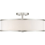 3 Light Brushed Nickel Ceiling Light fixture with Steel base material-Lighting LumensFlush Mount Ceiling Lights