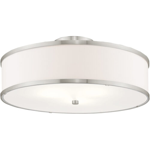 3 Light Brushed Nickel Ceiling Light fixture with Steel base material-Lighting LumensFlush Mount Ceiling Lights