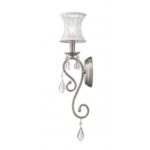 5 inch 1 Light Brushed Nickel Wall Sconce with Off White Silk Shimmer Shade Shade-Lighting LumensWall Sconces