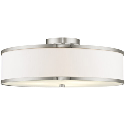 3 Light Brushed Nickel Ceiling Light fixture with Steel base material-Lighting LumensFlush Mount Ceiling Lights