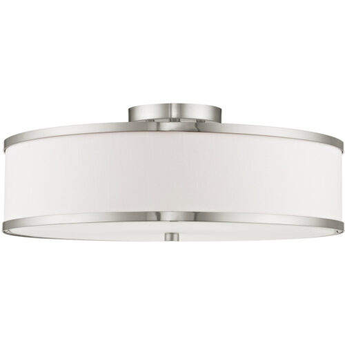 3 Light Brushed Nickel Ceiling Light fixture with Steel base material-Lighting LumensFlush Mount Ceiling Lights