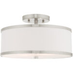 2 Light Brushed Nickel Ceiling Light fixture with Steel base material-Lighting LumensFlush Mount Ceiling Lights