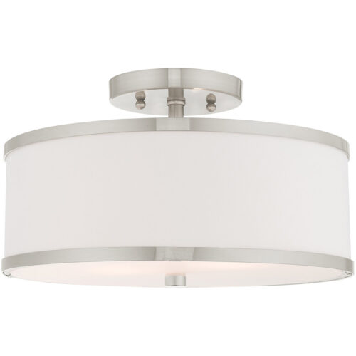 2 Light Brushed Nickel Ceiling Light fixture with Steel base material-Lighting LumensFlush Mount Ceiling Lights