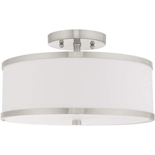 2 Light Brushed Nickel Ceiling Light fixture with Steel base material-Lighting LumensFlush Mount Ceiling Lights