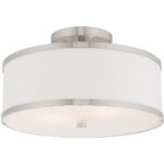 2 Light Brushed Nickel Ceiling Light fixture with Steel base material-Lighting LumensFlush Mount Ceiling Lights