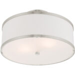 2 Light Brushed Nickel Ceiling Light fixture with Steel base material-Lighting LumensFlush Mount Ceiling Lights