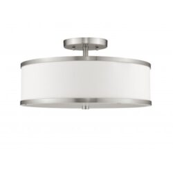 3 Light Brushed Nickel Ceiling Light fixture with Steel base material-Lighting LumensFlush Mount Ceiling Lights