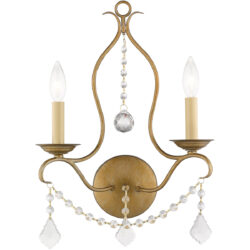 12 inch 2 Light Antique Gold Leaf Wall Sconce with Steel base material-Lighting LumensWall Sconces