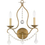 12 inch 2 Light Antique Gold Leaf Wall Sconce with Steel base material-Lighting LumensWall Sconces