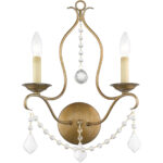 12 inch 2 Light Antique Gold Leaf Wall Sconce with Steel base material-Lighting LumensWall Sconces