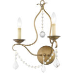 12 inch 2 Light Antique Gold Leaf Wall Sconce with Steel base material-Lighting LumensWall Sconces