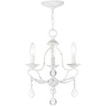 3 Light Antique White Mini Chandelier with Steel base material-Lighting LumensChandeliers