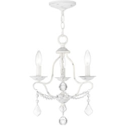 3 Light Antique White Mini Chandelier with Steel base material-Lighting LumensChandeliers