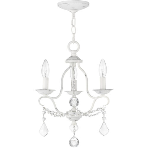 3 Light Antique White Mini Chandelier with Steel base material-Lighting LumensChandeliers