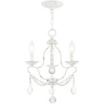 3 Light Antique White Mini Chandelier with Steel base material-Lighting LumensChandeliers