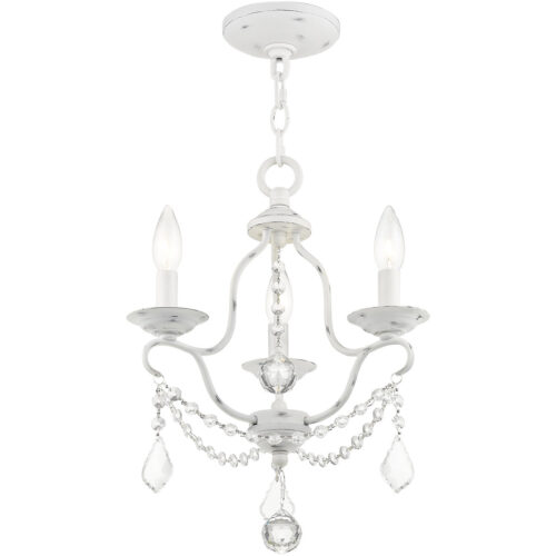 3 Light Antique White Mini Chandelier with Steel base material-Lighting LumensChandeliers