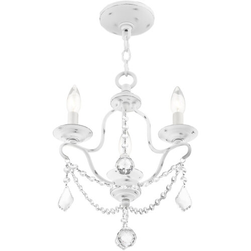 3 Light Antique White Mini Chandelier with Steel base material-Lighting LumensChandeliers