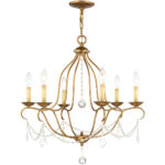 6 Light Antique Gold Leaf Chandelier with Steel base material-Lighting LumensChandeliers