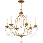 6 Light Antique Gold Leaf Chandelier with Steel base material-Lighting LumensChandeliers