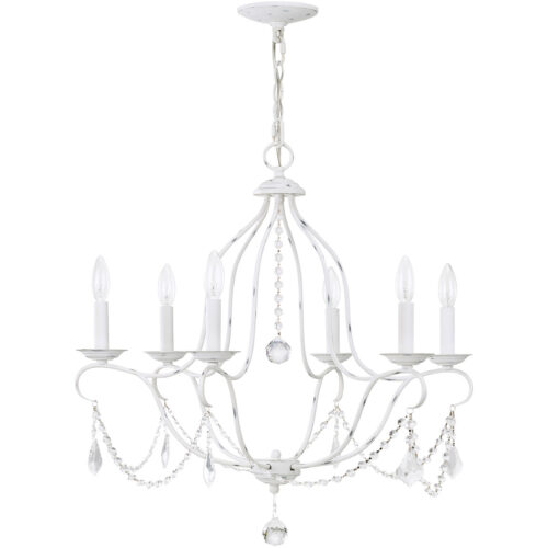 6 Light Antique White Chandelier with Steel base material-Lighting LumensChandeliers