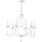 6 Light Antique White Chandelier with Steel base material-Lighting LumensChandeliers