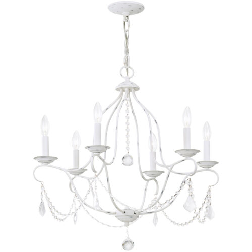 6 Light Antique White Chandelier with Steel base material-Lighting LumensChandeliers