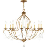 8 Light Antique Gold Leaf Chandelier with Steel base material-Lighting LumensChandeliers