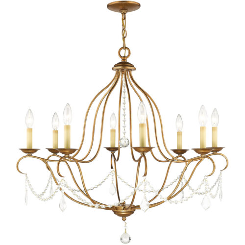 8 Light Antique Gold Leaf Chandelier with Steel base material-Lighting LumensChandeliers