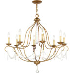 8 Light Antique Gold Leaf Chandelier with Steel base material-Lighting LumensChandeliers