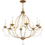 8 Light Antique Gold Leaf Chandelier with Steel base material-Lighting LumensChandeliers