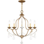 5 Light Antique Gold Leaf Chandelier with Steel base material-Lighting LumensChandeliers